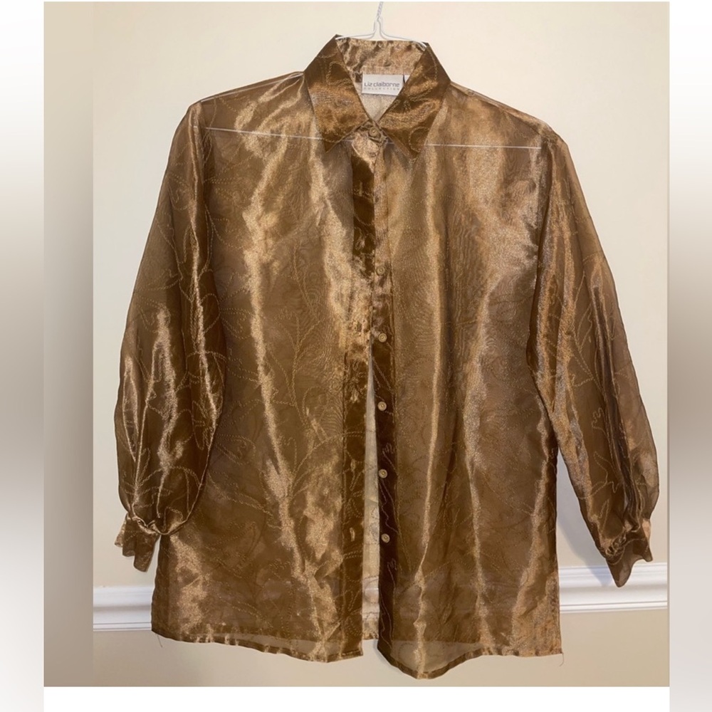 VINTAGE: gold, sheer, large, Liz Claiborne